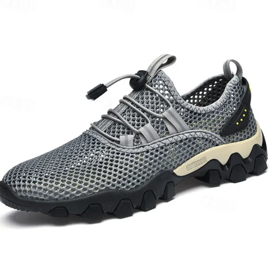 Best OUKU Men's Navy Blue Mesh Hiking Sneakers – Breathable Outdoor Running Shoes with Rugged Sole