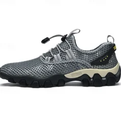 Best OUKU Men's Navy Blue Mesh Hiking Sneakers – Breathable Outdoor Running Shoes with Rugged Sole