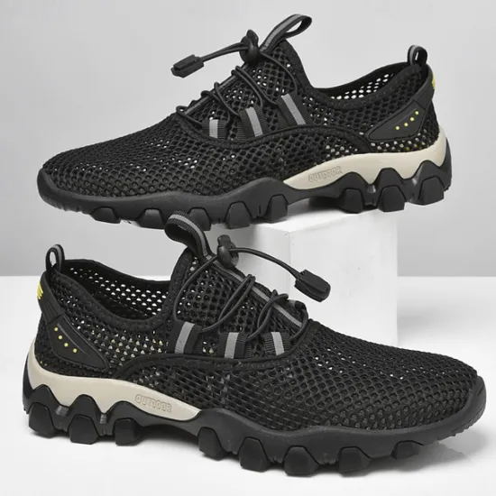 Best OUKU Men's Navy Blue Mesh Hiking Sneakers – Breathable Outdoor Running Shoes with Rugged Sole