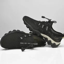 Best OUKU Men's Navy Blue Mesh Hiking Sneakers – Breathable Outdoor Running Shoes with Rugged Sole