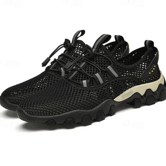 Best OUKU Men's Navy Blue Mesh Hiking Sneakers – Breathable Outdoor Running Shoes with Rugged Sole