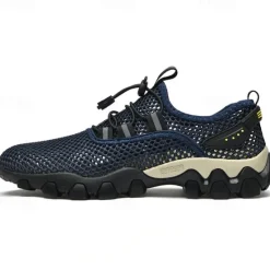 Best OUKU Men's Navy Blue Mesh Hiking Sneakers – Breathable Outdoor Running Shoes with Rugged Sole