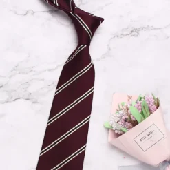 Best OUKU Men's Neckties Fashion Business Classic Stripes Wedding Party Daily Wear