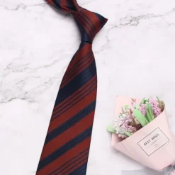 Best OUKU Men's Neckties Fashion Business Classic Stripes Wedding Party Daily Wear
