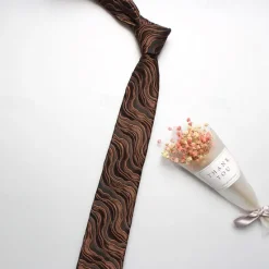 Discount OUKU Men's Neckties Fashion Business Classic Lines / Waves Wedding Party Daily Wear