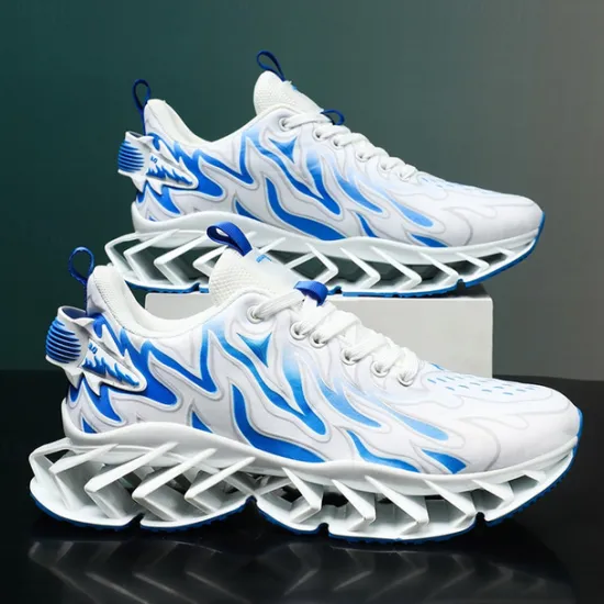 Online OUKU Men's Neon Green Flame Sneakers, Bold Wave Design with Breathable Upper and Cushioned Sole, Perfect for Streetwear and Active Lifestyle