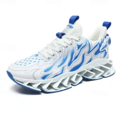Online OUKU Men's Neon Green Flame Sneakers, Bold Wave Design with Breathable Upper and Cushioned Sole, Perfect for Streetwear and Active Lifestyle