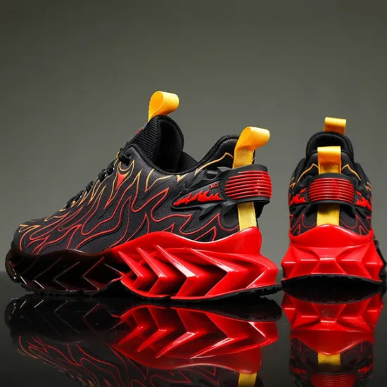 Online OUKU Men's Neon Green Flame Sneakers, Bold Wave Design with Breathable Upper and Cushioned Sole, Perfect for Streetwear and Active Lifestyle