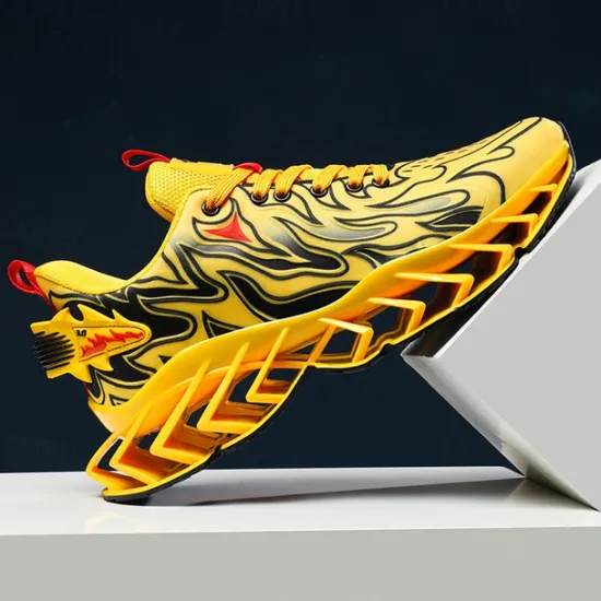 Online OUKU Men's Neon Green Flame Sneakers, Bold Wave Design with Breathable Upper and Cushioned Sole, Perfect for Streetwear and Active Lifestyle