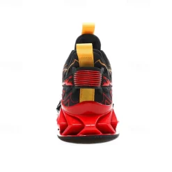Online OUKU Men's Neon Green Flame Sneakers, Bold Wave Design with Breathable Upper and Cushioned Sole, Perfect for Streetwear and Active Lifestyle