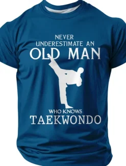 Discount OUKU Men's Never Underestimate An Old Man Who Knows Taekwondo T Shirt Short Sleeve T shirt 3D Print Crew Neck Shirt Fashion Daily Basic Street Casual Daily Summer Spring All Seasons Clothing