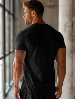 OUKU Men's No Pain No Gain Muscle T Shirt Tee Top 100% Cotton Short Sleeve Graphic Shirt Red Comfortable Tee Sports Outdoor Holiday Fashion Clothing