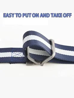 New OUKU Men's Nylon Belt Easy Adjustable Double Ring Buckle Golf Belt Black Casual Unisex Web Canvas Belt Metal Tactical Buckle Fashion Plain Striped