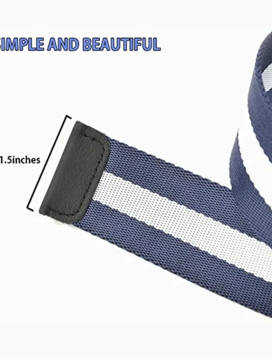 New OUKU Men's Nylon Belt Easy Adjustable Double Ring Buckle Golf Belt Black Casual Unisex Web Canvas Belt Metal Tactical Buckle Fashion Plain Striped