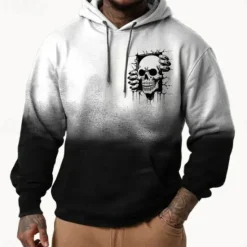 Sale OUKU Men's Ombre Hoodie Hoodies Sweatshirt Fashion Daily Long Sleeve Hooded Party 3D Print Fall Winter Designer Black
