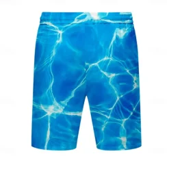 Clearance OUKU Men's Optical Illusion Geometric Pattern Waves Swimming Trunks Board Shorts Shorts Mid Waist Fashion Streetwear Designer Casual Daily Holiday Pocket Drawstring Elastic Waist Designer Clothing Apparel Blue