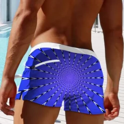 OUKU Men's Optical Illusion Geometric Pattern Swim Trunks Swim Shorts Board Shorts Mid Waist Fashion Designer Surfing Holiday Beach Pocket Drawstring Elastic Waist Designer Clothing Apparel