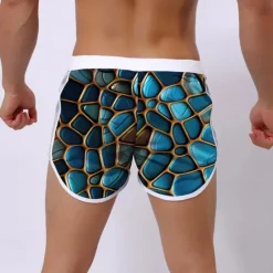 Clearance OUKU Men's Optical Illusion Geometric Pattern Swim Shorts Board Shorts Swimming Trunks Mid Waist Fashion Designer Surfing Holiday Beach Pocket Drawstring Elastic Waist Designer Clothing Apparel Blue