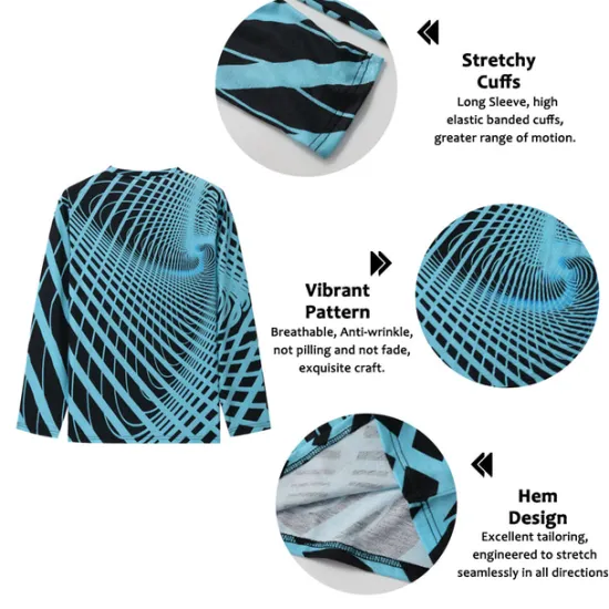Best OUKU Men's Optical Illusion Graphic Prints T Shirt Long Sleeve T shirt 3D Print Crew Neck Shirt Sports Designer Basic Outdoor Street Daily A B C Spring & Fall Clothing Apparel S M L XL XXL 3XL 4XL