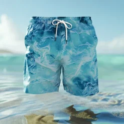 Hot OUKU Men's Optical Illusion Gradient Ocean Swim Trunks Swim Shorts Board Shorts Mid Waist Hawaiian Casual Holiday Beach Drawstring with Mesh lining Elastic Waist Designer Clothing Apparel