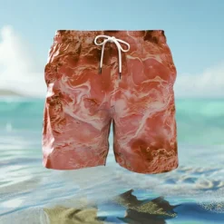 Hot OUKU Men's Optical Illusion Gradient Ocean Swim Trunks Swim Shorts Board Shorts Mid Waist Hawaiian Casual Holiday Beach Drawstring with Mesh lining Elastic Waist Designer Clothing Apparel