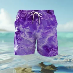 Hot OUKU Men's Optical Illusion Gradient Ocean Swim Trunks Swim Shorts Board Shorts Mid Waist Hawaiian Casual Holiday Beach Drawstring with Mesh lining Elastic Waist Designer Clothing Apparel