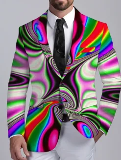 Sale OUKU Men's Optical Illusion Long Sleeve Turndown Business Abstract Work Wear to work Going out Buttons Print Multi Pocket