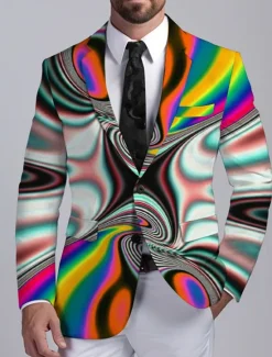 Sale OUKU Men's Optical Illusion Long Sleeve Turndown Business Abstract Work Wear to work Going out Buttons Print Multi Pocket