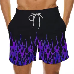 Best OUKU Men's Optical Illusion Print Flame Swim Trunks Swim Shorts Board Shorts Hawaiian Holiday Drawstring with Mesh lining Elastic Waist Designer Clothing Apparel