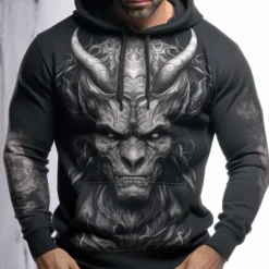 New OUKU Men's Graphic Animal Hoodie Hoodies Sweatshirt Hoodie Long Sleeve Hooded Sweatshirt Hooded Fashion 3D Print Sports Outdoor Holiday Vacation 5 7 Print Front Pocket Spring & Fall Designer