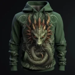 New OUKU Men's Graphic Animal Hoodie Hoodies Sweatshirt Hoodie Long Sleeve Hooded Sweatshirt Hooded Fashion 3D Print Sports Outdoor Holiday Vacation 5 7 Print Front Pocket Spring & Fall Designer