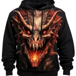 New OUKU Men's Graphic Animal Hoodie Hoodies Sweatshirt Hoodie Long Sleeve Hooded Sweatshirt Hooded Fashion 3D Print Sports Outdoor Holiday Vacation 5 7 Print Front Pocket Spring & Fall Designer