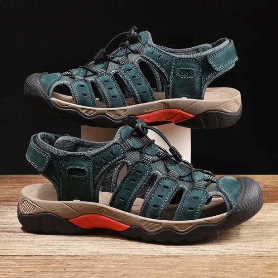 OUKU Men's Outdoor Hiking Sandals - Breathable Closed-Toe Design, Adjustable Lace-Up Straps, Anti-Slip Sole, Comfortable Summer Footwear for Trekking and Camping