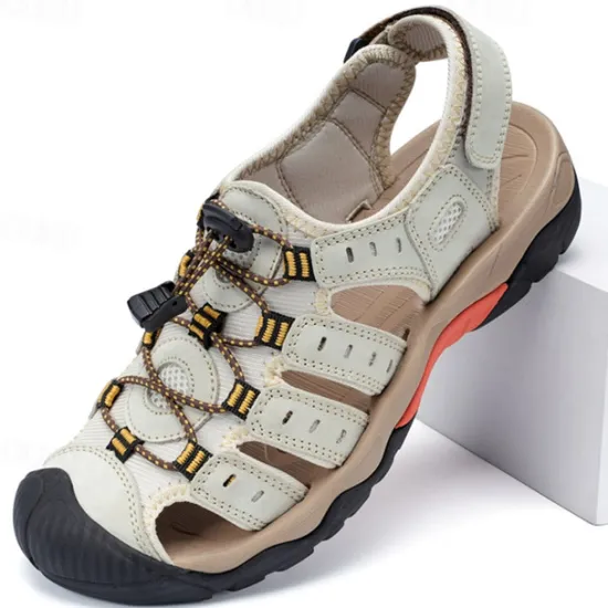 OUKU Men's Outdoor Hiking Sandals - Breathable Closed-Toe Design, Adjustable Lace-Up Straps, Anti-Slip Sole, Comfortable Summer Footwear for Trekking and Camping