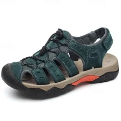 OUKU Men's Outdoor Hiking Sandals - Breathable Closed-Toe Design, Adjustable Lace-Up Straps, Anti-Slip Sole, Comfortable Summer Footwear for Trekking and Camping