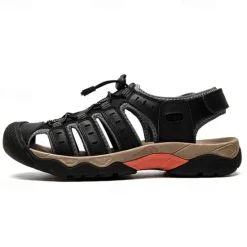 OUKU Men's Outdoor Hiking Sandals - Breathable Closed-Toe Design, Adjustable Lace-Up Straps, Anti-Slip Sole, Comfortable Summer Footwear for Trekking and Camping