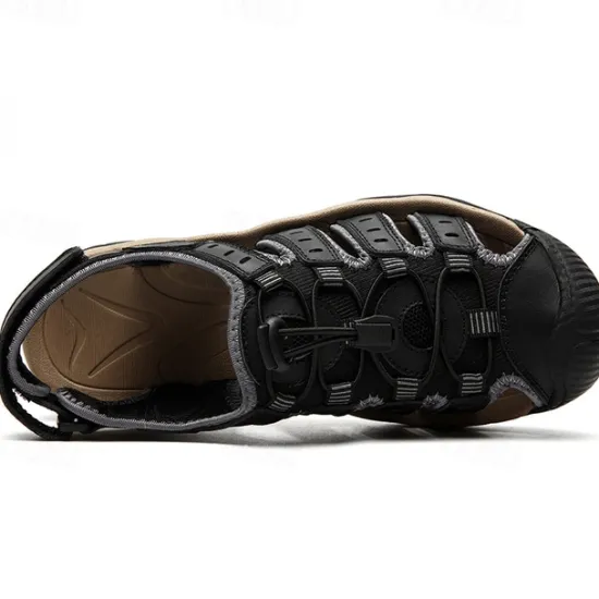 OUKU Men's Outdoor Hiking Sandals - Breathable Closed-Toe Design, Adjustable Lace-Up Straps, Anti-Slip Sole, Comfortable Summer Footwear for Trekking and Camping