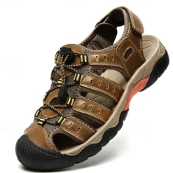 OUKU Men's Outdoor Hiking Sandals - Breathable Closed-Toe Design, Adjustable Lace-Up Straps, Anti-Slip Sole, Comfortable Summer Footwear for Trekking and Camping