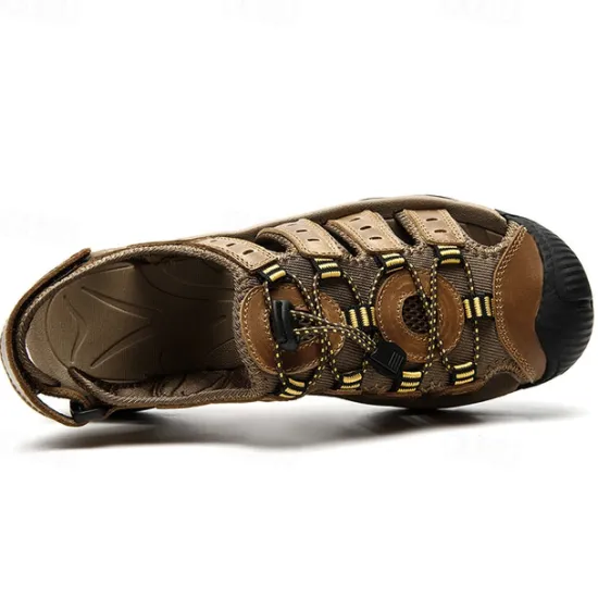 OUKU Men's Outdoor Hiking Sandals - Breathable Closed-Toe Design, Adjustable Lace-Up Straps, Anti-Slip Sole, Comfortable Summer Footwear for Trekking and Camping