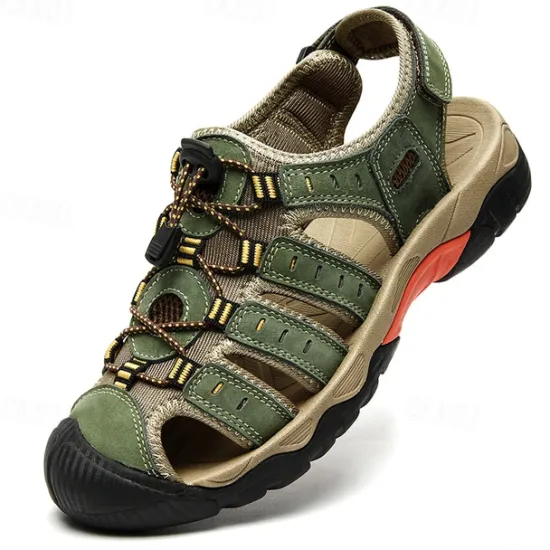 OUKU Men's Outdoor Hiking Sandals - Breathable Closed-Toe Design, Adjustable Lace-Up Straps, Anti-Slip Sole, Comfortable Summer Footwear for Trekking and Camping