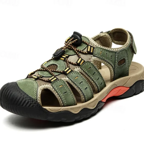 OUKU Men's Outdoor Hiking Sandals - Breathable Closed-Toe Design, Adjustable Lace-Up Straps, Anti-Slip Sole, Comfortable Summer Footwear for Trekking and Camping