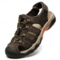 OUKU Men's Outdoor Hiking Sandals - Breathable Closed-Toe Design, Adjustable Lace-Up Straps, Anti-Slip Sole, Comfortable Summer Footwear for Trekking and Camping