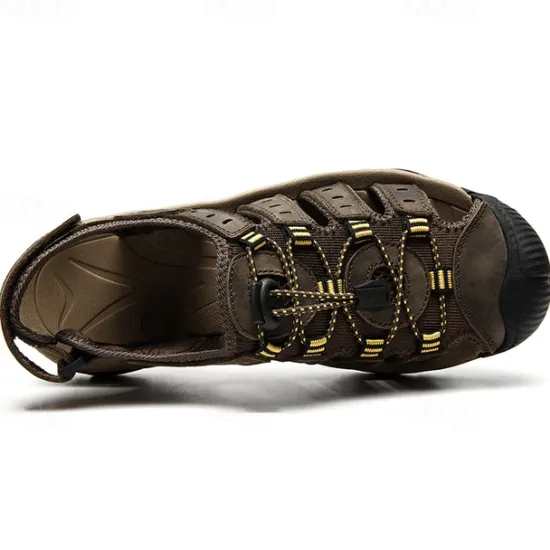 OUKU Men's Outdoor Hiking Sandals - Breathable Closed-Toe Design, Adjustable Lace-Up Straps, Anti-Slip Sole, Comfortable Summer Footwear for Trekking and Camping