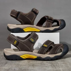 Discount OUKU Men's Outdoor Hiking Sandals - Durable Open-Toe Design, Adjustable Straps, Anti-Slip Sole, Lightweight Sport Shoes for Summer Adventures
