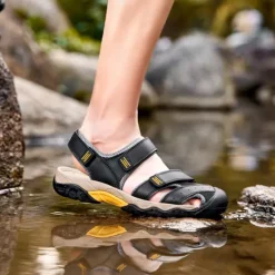 Discount OUKU Men's Outdoor Hiking Sandals - Durable Open-Toe Design, Adjustable Straps, Anti-Slip Sole, Lightweight Sport Shoes for Summer Adventures