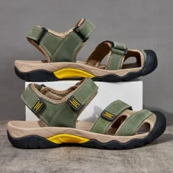 Discount OUKU Men's Outdoor Hiking Sandals - Durable Open-Toe Design, Adjustable Straps, Anti-Slip Sole, Lightweight Sport Shoes for Summer Adventures