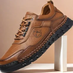 New OUKU Men's Outdoor Hiking Shoes with Durable Faux Leather Upper and Rugged Sole – Comfortable Lace-Up Sneakers for Everyday Wear and Adventure