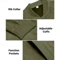 Sale OUKU Men's Outdoor Jacket Bomber Jacket Faux Suede Jacket Formal Home Zipper Pocket Fall Winter Solid Color Active Neutral Collar Regular Black Blue Brown Jacket Green