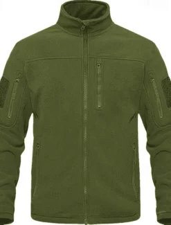 Best OUKU Men's Outdoor Jacket Polar Fleece Jacket Tactical Jacket Daily Vacation Thermal Warm Pocket Fleece Fall & Winter Plain Fashion Streetwear Stand Collar Regular Black Navy Blue Khaki Army Green Gray