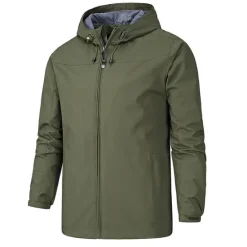 Best OUKU Men's Outdoor Jacket Softshell Jacket Transition Jacket Hoodie Jacket Training Outdoor Waterproof Windproof Pocket Drawstring Spring Fall Solid Color Casual Military Style Stand Collar Regular